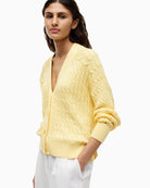Tommy Hilfiger Mid V-Neck Cardigan in Yellow sleeve detail