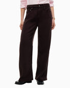 Tommy Hilfiger Mola Low Rise Wide Straight Trousers in Brown front view