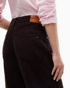 Tommy Hilfiger Mola Low Rise Wide Straight Trousers in Brown pocket details