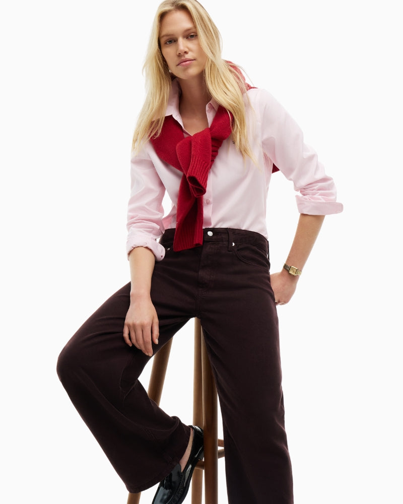 Tommy Hilfiger Mola Low Rise Wide Straight Trousers in Brown styled view