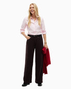 Tommy Hilfiger Mola Low Rise Wide Straight Trousers in Brown styled view
