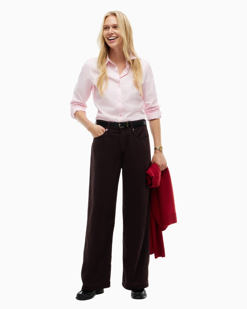 Tommy Hilfiger Mola Low Rise Wide Straight Trousers in Brown styled view