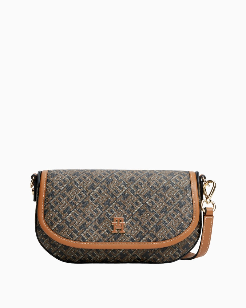 Tommy Hilfiger Monoplay Saddle Bag in Black front view