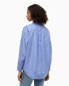 Tommy Hilfiger Oversized Stripe Poplin Shirt in Blue Stripe back view