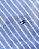 Tommy Hilfiger Oversized Stripe Poplin Shirt in Blue Stripe pocket detail
