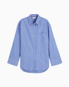 Tommy Hilfiger Oversized Stripe Poplin Shirt in Blue Stripe stripe detail