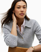 Tommy Hilfiger Polo Cable Sweater in Grey polo collar detail