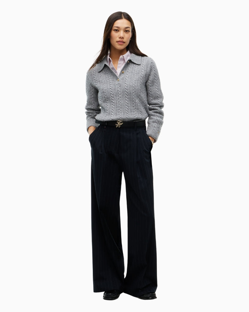 Tommy Hilfiger Polo Cable Sweater in Grey styled view
