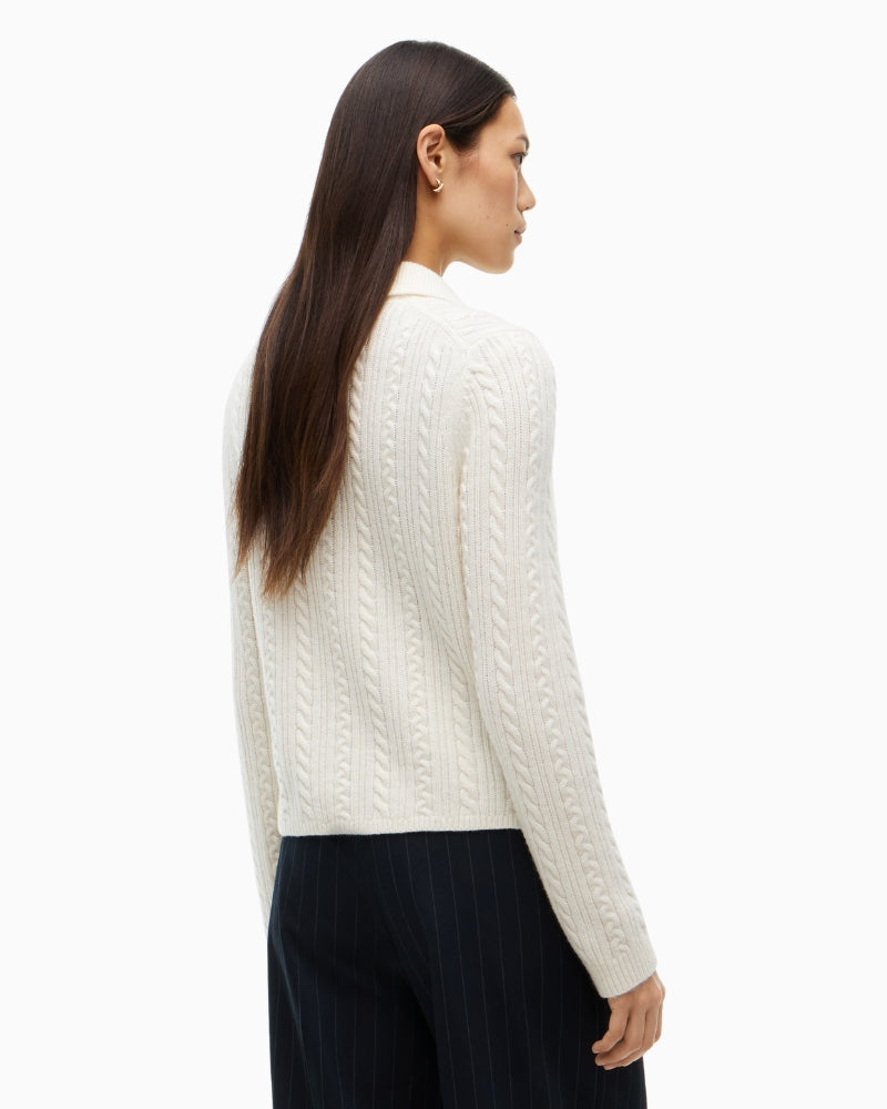 Tommy Hilfiger Polo Cable Sweater in Ivory back view