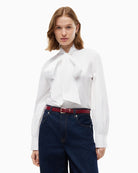 Tommy Hilfiger Poplin Bow Tie LS Shirt in White bow tie detail