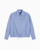 Tommy Hilfiger Poplin Drawstring Shirt in Blue Stripe drawstring detail
