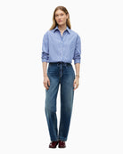 Tommy Hilfiger Poplin Drawstring Shirt in Blue Stripe styled view