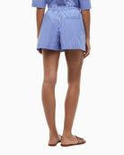 Tommy Hilfiger Poplin Relaxed Pull-On Shorts in Blue Stripe back view