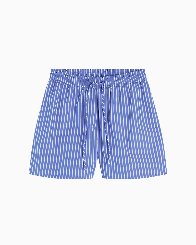 Tommy Hilfiger Poplin Relaxed Pull-On Shorts in Blue Stripe waistband detail