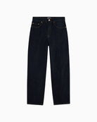 Tommy Hilfiger Quinn Mid Rise Barrel Jeans in Dark Denim barrel-leg detail