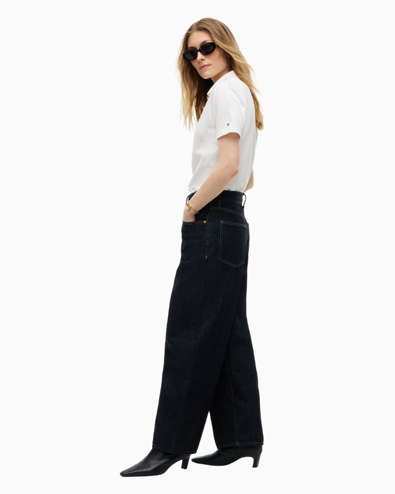 Tommy Hilfiger Quinn Mid Rise Barrel Jeans in Dark Denim side view