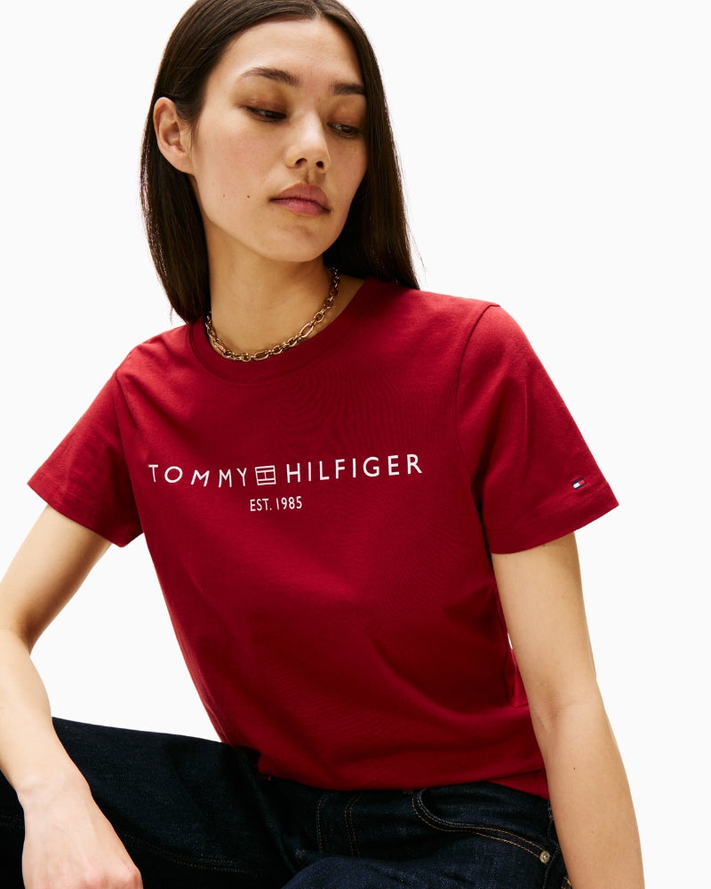 Red crewneck t-shirt front view