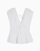 Tommy Hilfiger Regular Fit Sleeveless Smock Blouse in white smock detail