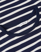 Tommy Hilfiger Script Slim Gold Long Sleeve T-Shirt in Navy Stripe fabric detail