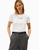 Ecru Tommy Hilfiger t-shirt with classic logo and short sleeves
