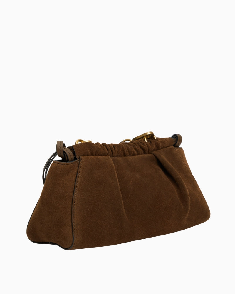 Tommy Hilfiger Soft Leather Mini Crossover Sued Bag in Brown back view