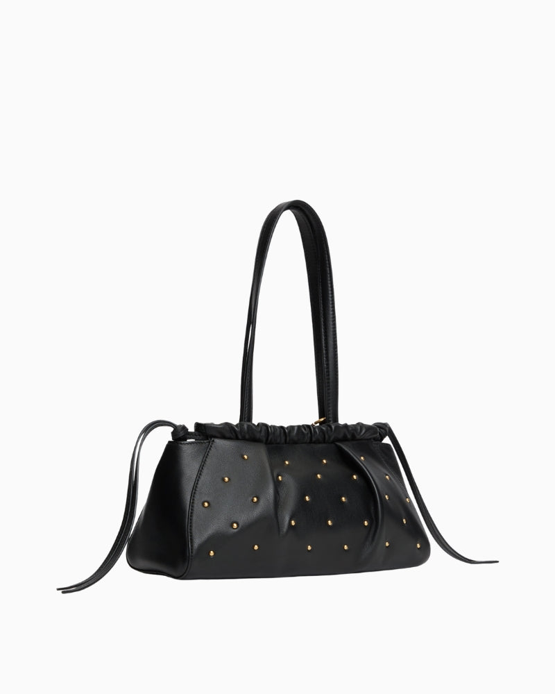 Tommy Hilfiger Soft Leather Shoulder Bag Studs in Black stud detail