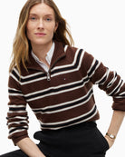 Tommy Hilfiger Soft Wool Jersey Regular Zip Sweater in Brown zip neckline detail