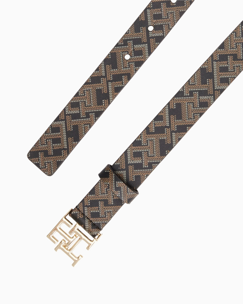 Tommy Hilfiger TH Logo 2.5 Mono Print Belt in Black print detail