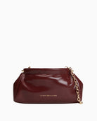 Tommy Hilfiger TH Modern Chain Clutch Patent in Burgundy front view