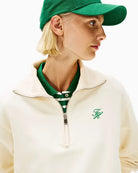 Tommy Hilfiger terry half-zip jumper cream, logo embroidery detail – Áines Boutique