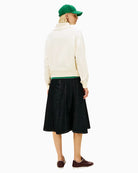 Woman wearing Tommy Hilfiger terry half-zip jumper in cream, back view – Áines Boutique