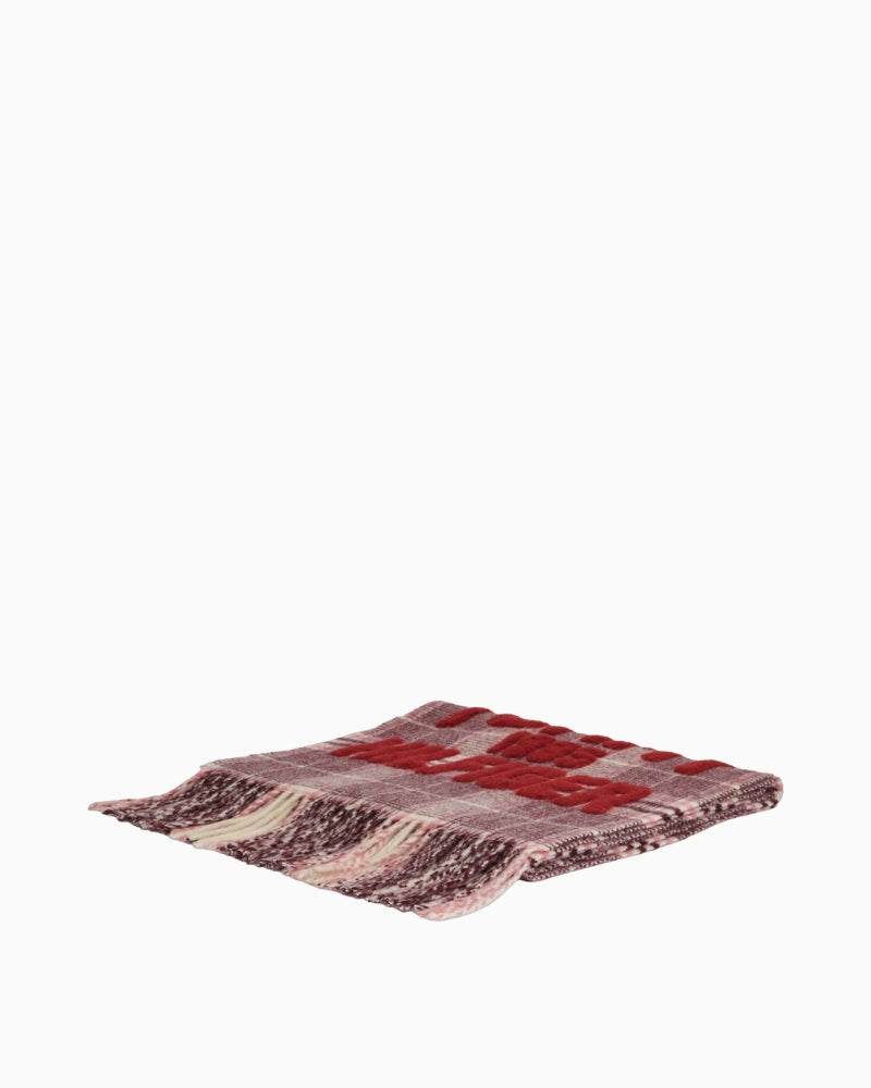 Tommy Hilfiger Varsity Check Scarf in Pink and Red check pattern detail