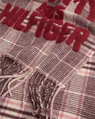 Tommy Hilfiger Varsity Check Scarf in Pink and Red detail view