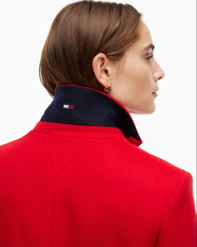 Tommy Hilfiger Wool Classic SB Coat in Red back logo detail