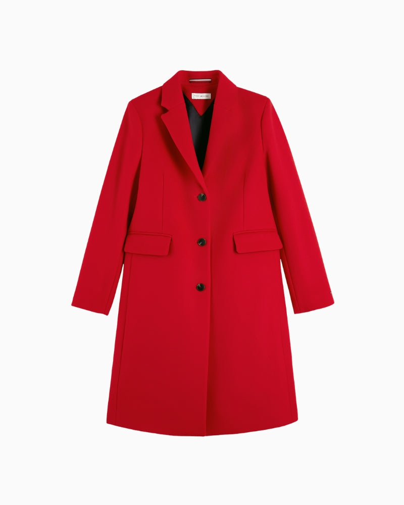 Tommy Hilfiger Wool Classic SB Coat in Red fabric detail