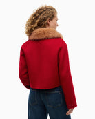 Tommy Hilfiger Wool Lady Jacket with Fur in Red back view