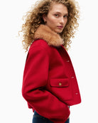 Tommy Hilfiger Wool Lady Jacket with Fur in Red side view