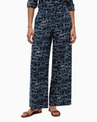 Tommy Hilfiger relaxed wide leg linen trousers dark night navy front view