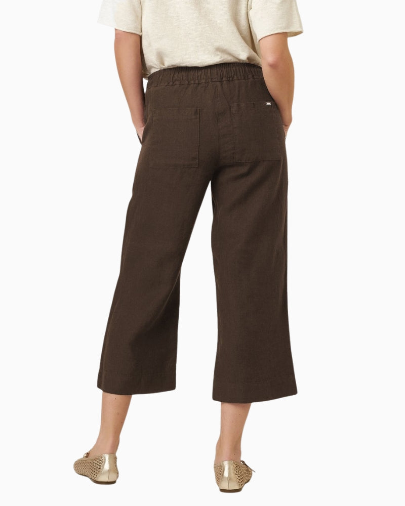 Toni Pia Wide Leg 3/4 pants brown back view