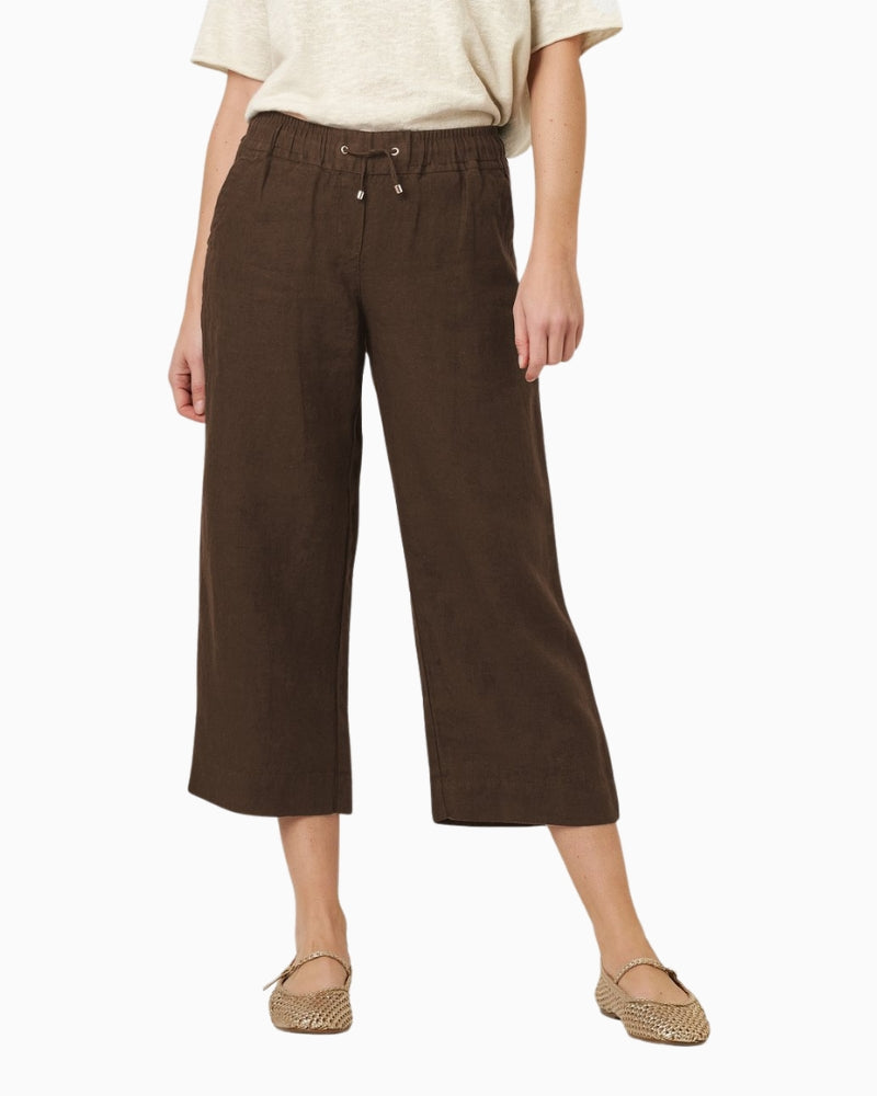 Toni Pia Wide Leg 3/4 pants brown front view
