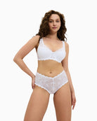 Triumph Amourette padded underwired bra in white with floral lace