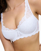Close-up of Triumph Amourette lace bra showing rose detail on cradle