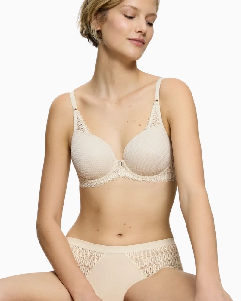 Front view of Triumph lightly padded bra showing scalloped lace detailing