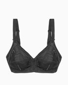 Triumph Doreen Plus Cotton Bra in black with soft unpadded cups and padded straps
