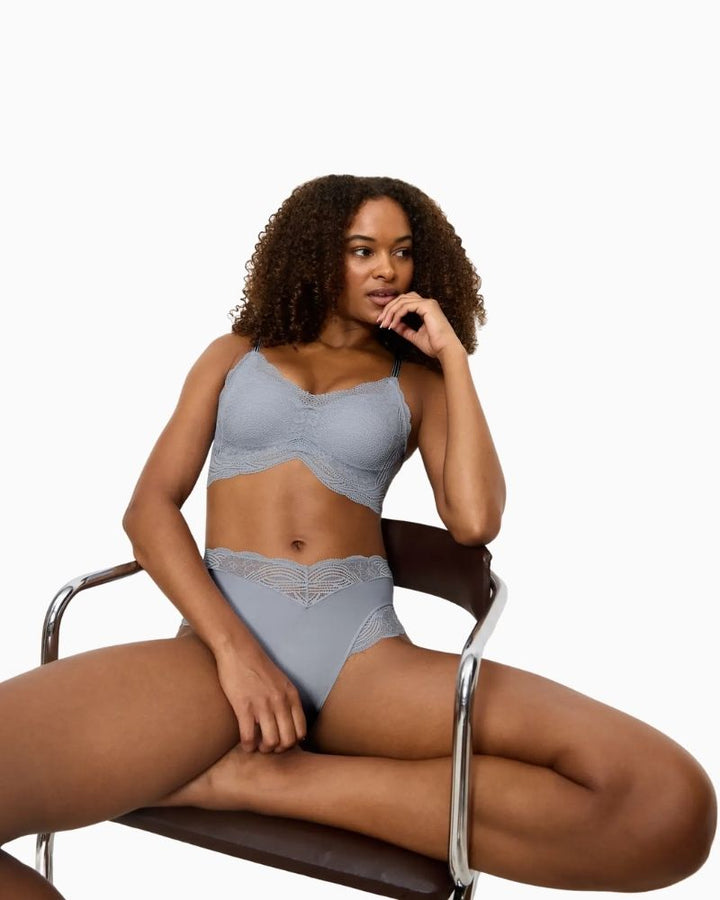 Triumph Lift Smart Push-Up Bra in Eggshell Blue with recycled stretch lace