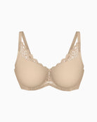 Triumph Amourette Wired Minimizer Bra in Skin lace cup detail
