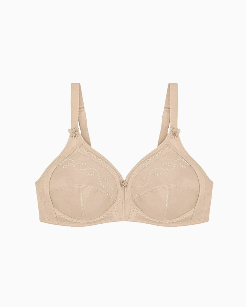 Triumph Doreen Cotton Non-Wired Support Bra in Skin cup detail