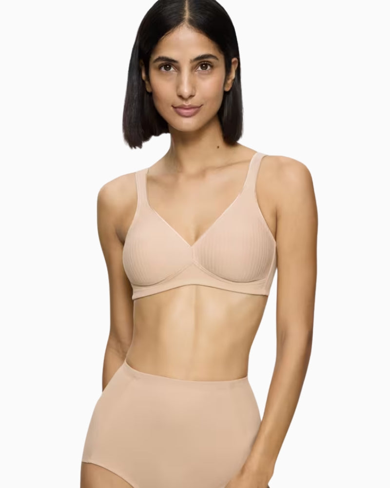 Triumph Modern Soft Cotton Bra in skin front view