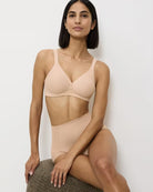 Triumph Modern Soft Cotton Bra in skin full front view