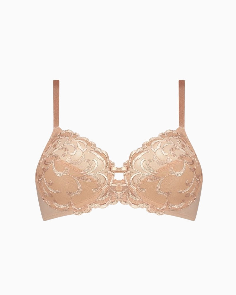 Triumph Modern Soft Cotton Wired Bra in skin embroidery detail